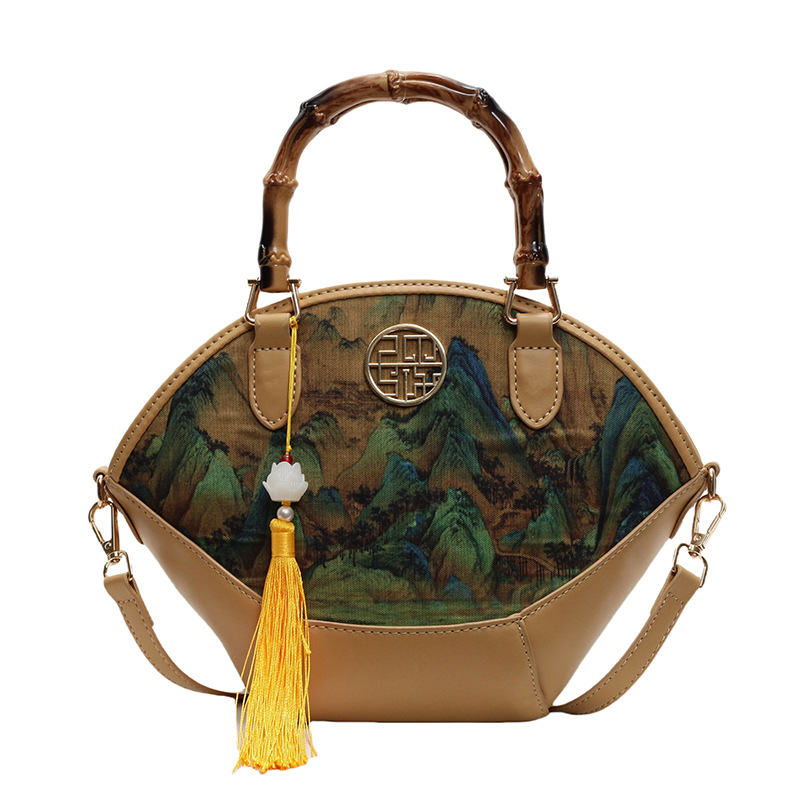 2026 Winter New Style Niche Chinese Style Bamboo Handbag, Fashionable, Simple, High-Quality Shoulder Bag, Crossbody Bag, Mom Bag
