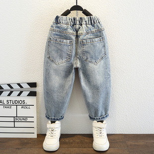 Boys' big ripped jeans 2024 Spring and Autumn new children's handsome pants children's pants foreign trade
