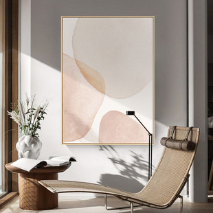Nordic Style Abstract Color Block Decorative Painting Artistic Pink Girl's Heart Living Room Background Wall Hanging Painting Triple Mural
