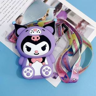 Small Wallet Kidsren's Cute Kuromi Princess Bag Mini Cartoon Portable Coin Bag Silicone Coin Purse Student