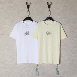 Трансграничный спот OFF WHITE ow Летняя серия с принтом персонажей oversized мужские и женские футболки с короткими рукавами