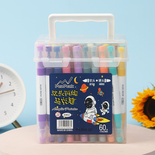 Acrylic marker children's painting graffiti thin rod 80 color brush opaque paper stackable color marker manufacturers wholesale