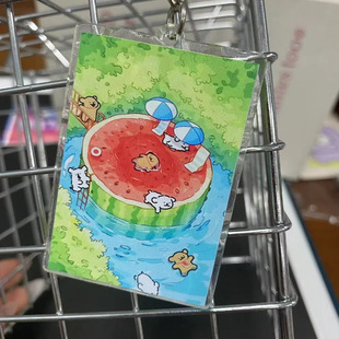 Line puppy summer swimming water ripple key chain new acrylic transparent key chain pendant