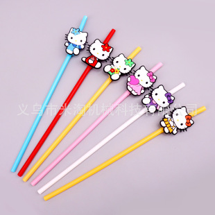 Wholesale cartoon cute cat straw creative decoration series reusable food grade cartoon straw in stock