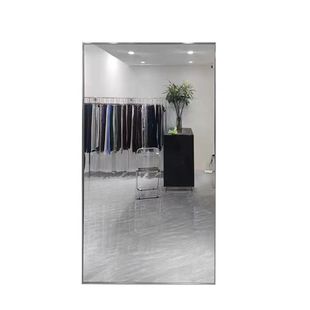 Stainless Steel Floor Mirror Ins Clothing Store Slimming Fitting Mirror Household Full-length Mirror Beauty Mirror Wall Mounted Dressed Mirror