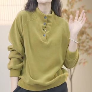 Australian velvet padded stand collar sweater 2024 autumn and winter pullover new fashion casual versatile base shirt top wear fashion