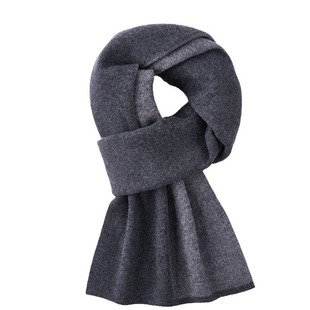 100% wool men's plaid scarf new autumn and winter warm Korean style versatile knitted thickened scarf gift box