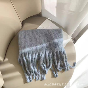 Winter Korean-style All-match Student Soft Girl Tassel Knitted Long Scarf Women's Thickened Autumn and Winter Japanese-style Wool Scarf