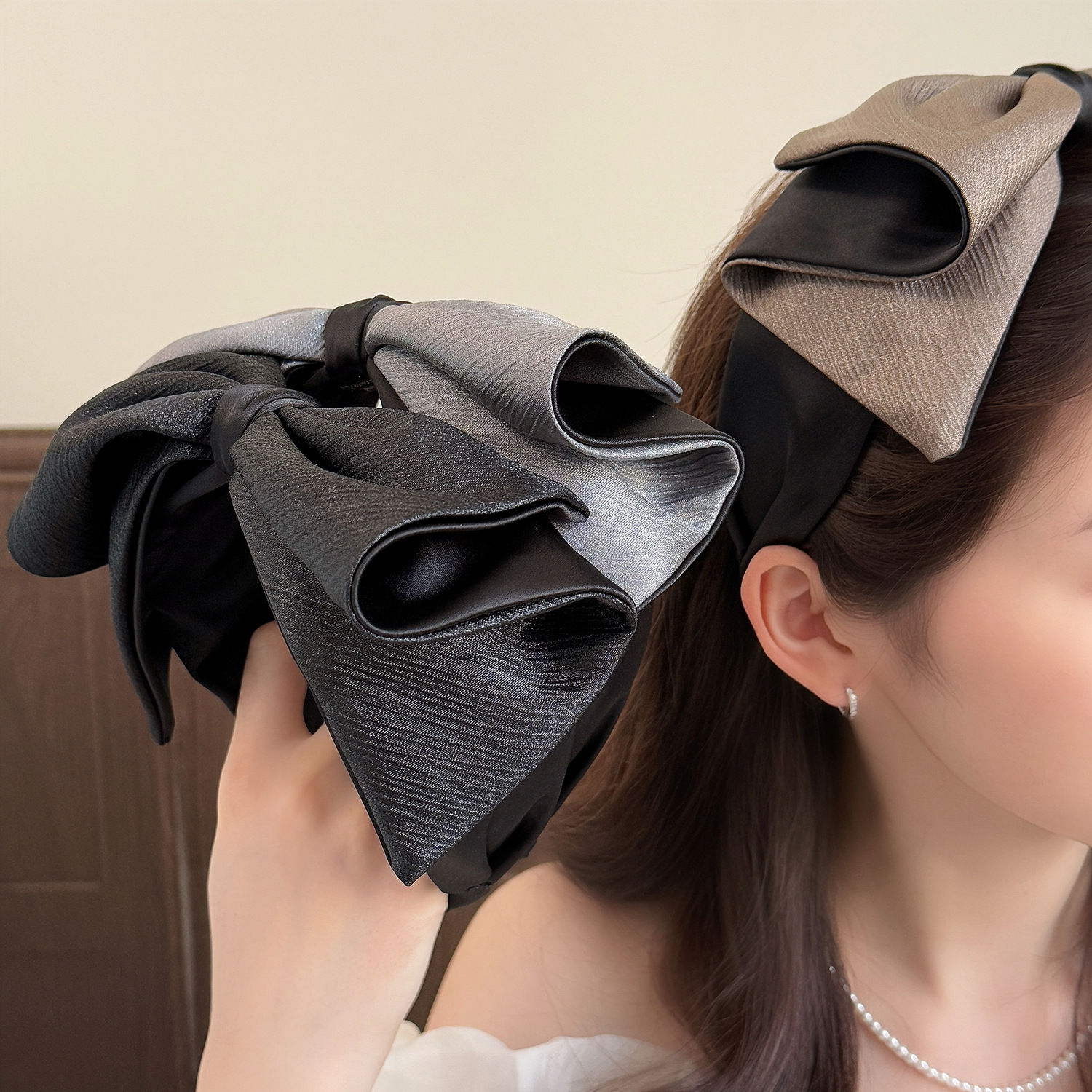 Wide Version with Large Butterfly, High-End Headband for Home and Daily Use, Versatile Headband, Dark Color, High Cranial Pressure Hair Headband, Hair Cave