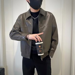 American Style Black Leather Jacket for Men and Women Spring and Autumn New Vintage Couples High Street Jacket Jacket Loose Korean Style