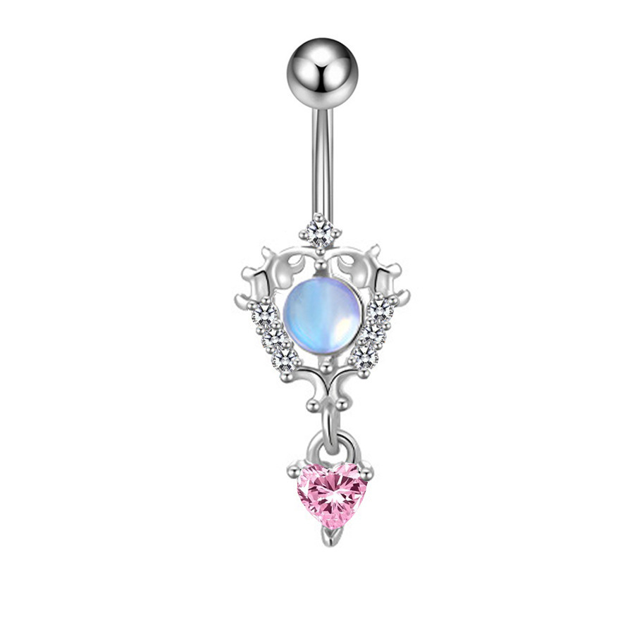 European and American Cross-Border Navel Ring Peach Heart Butterfly Flower Zircon Navel Nail Amazon Best-Selling Body Piercing Jewelry