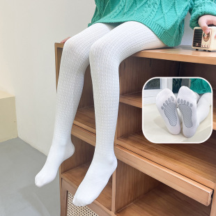 Spring and Autumn twist small feet Children's pantyhose light board girls outer wear leggings socks white dance socks