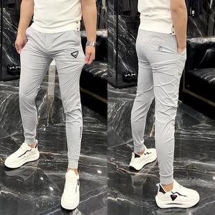 Summer New Men's Casual Skinny Pants Stretch Elastic Waist Trendy All-match Bundle Pants Fashion Slim Pants