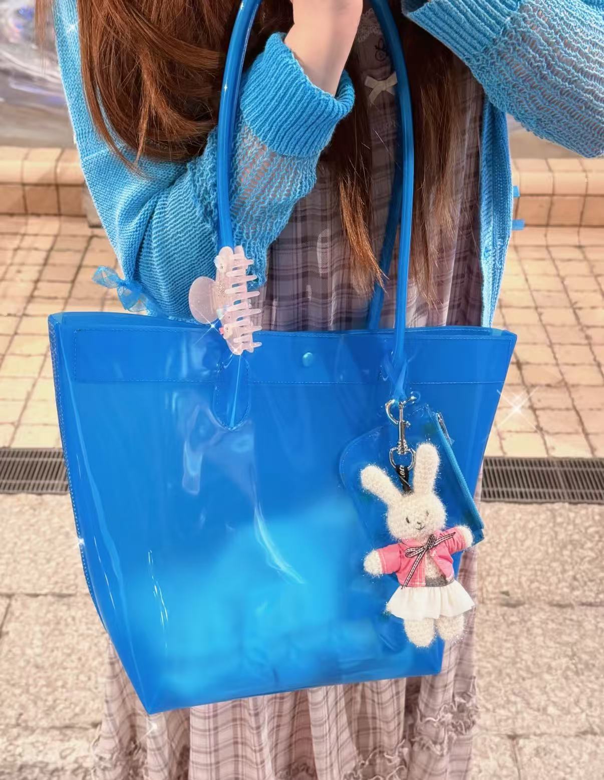 2026 Summer New PVC Doba Saddle Jelly Transparent Tote Bag, Large Capacity, Versatile Shoulder/Handbag for Women, Trendy