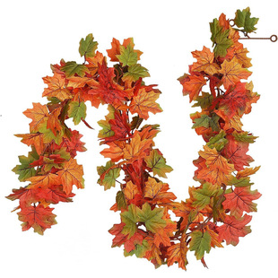 Amazon New Black Halloween Decoration Halloween Home Indoor Simulation Halloween Maple Leaf Rattan