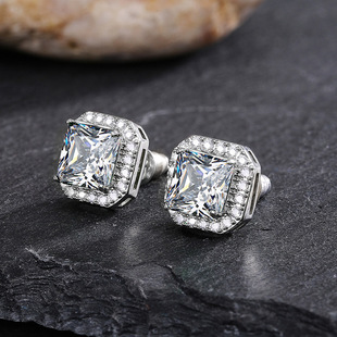 Cao Shi cross-border explosions best selling exquisite square ladies earrings full diamond inlaid with green zircon earrings jewelry wholesale