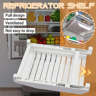 Refrigerator Stretch Type Partition Storage Rack Fruit Sundries Preservation Bag Self-sealing Bag Storage Bracket Kitchen Storage Rack