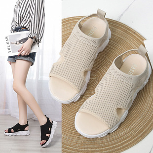 35-42 Size plus size Women's Shoes 41-43 Sports Sandals Women's Summer Flat Outer Wear All-match Casual Roman Thick Sole 41