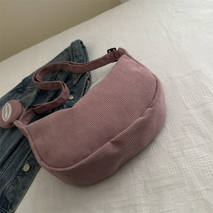 Corduroy Bag Women's Large Capacity 2025 New Spring and Summer Casual Shoulder Crossbody Cloth Bag Class Commuter Dumpling Bag