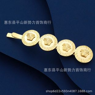 Fan Jia/F home Medusa head metal three-dimensional return pattern hairpin 2023 new enamel epoxy girl side clip