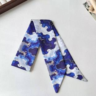Red Elegant Double-layer Satin Long Scarf Hair Band Women's Korean Style Scarf Ribbon Decorative Suit Scarf All-match