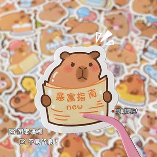 100 capybara stickers kapibala cute cartoon animal diy skateboard phone case luggage stickers wholesale