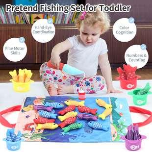 Cross-border baby fabric fun three-dimensional fishing toys early education enlightenment cloth book folding crawling game educational toys