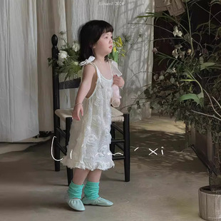 24 summer new girls dress 3-8 years old princess doll dress three-dimensional flower A- line dress dress dress