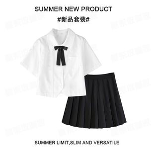 Japanese Jk Uniform Class Uniform College Style British Style Original Jk Shirt Short-Sleeve Summer New Accordion Pleat Set for Women