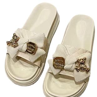 Summer beach sandals and slippers thick-soled fashion slippers girly style bow slippers women outerwear sandals and slippers wholesale
