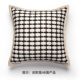 Cross-border Amazon home French sofa pillow small fragrant style advanced cushion black and white living room pillow case wholesale