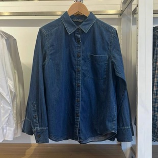 Japanese women's autumn soft Denim shirt cotton twill long sleeve shirt air conditioning shirt 470735 472837
