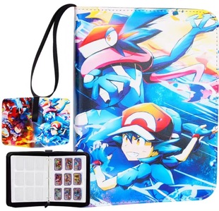 Альбом для коллекции карт Pokémon, альбом для карт Pokémon с четырьмя сетками, альбом для коллекции кожаных молний с 9 сетками