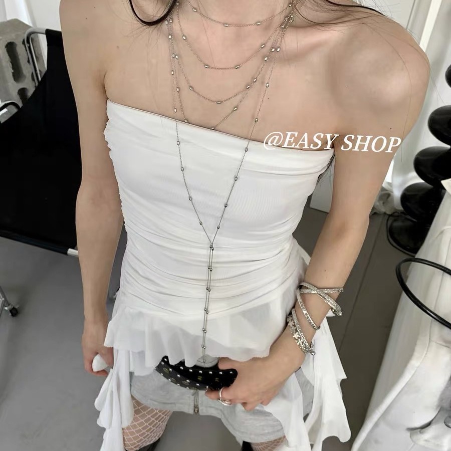Casual Multi-Layered Necklace for Women, Accessible Luxury Niche High-End Clavicle Chain Tassel Necklace Accessories Sweater Chain