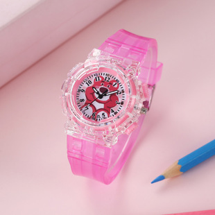 Colorful luminous children's watch cartoon cute strawberry bear digital quartz watch men's and women's student sports electronic watch