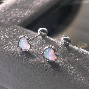 Opal ear studs female niche design sense advanced ear worm nail ins love opal stone sleeping pick-free ear bone nail