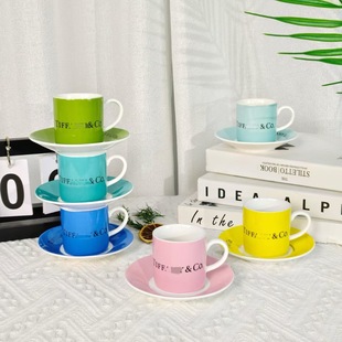 T Family Bone China Concentrated Cup and Saucer 6 Cup 6 Plate Coffee Cup Flower Tea Cup Gift Box suit Coffee Cup and Saucer Tea Set