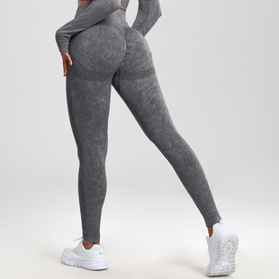 Spot European and American Internet Red Seamless Washing Moisture Absorption Sexy Peach Hip Sweat Yoga Pants Sports Fitness Pants Leggings