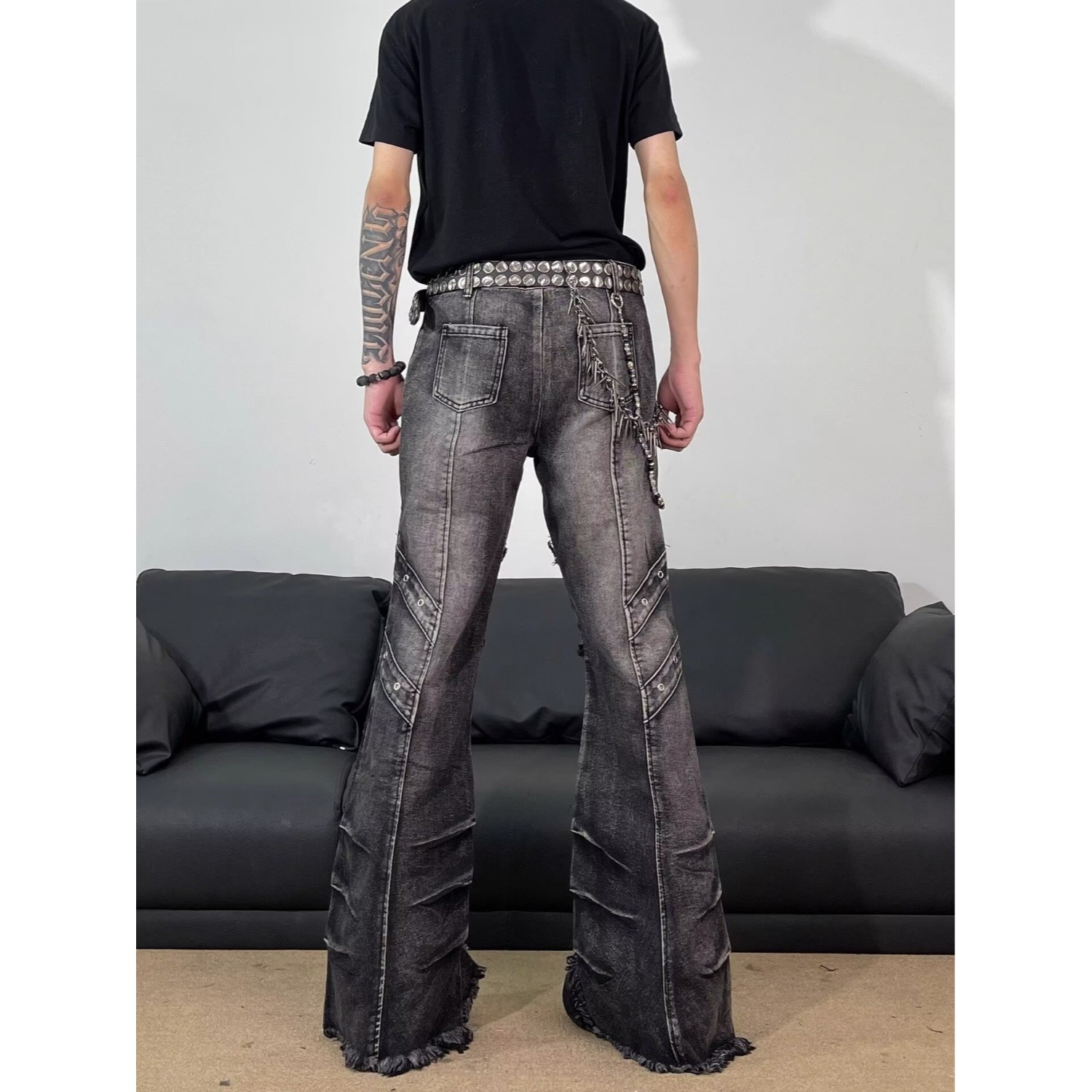 [Exclusively for Cross-Border Export] Work Jeans, Cool American High Street Retro Multi-Pocket Design Jeans