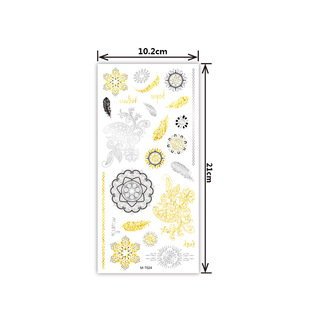 Waterproof Metal Bronzing Tattoo Sticker Cross-border Party Temporary Tattoo Factory Direct Full Arm Flower Arm Scar Cover Sticker in Europe and America