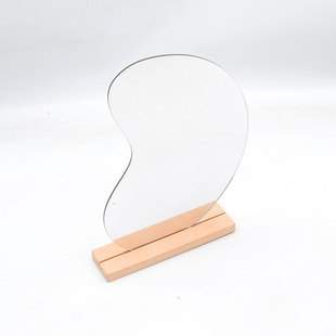 JZ009 cross-border acrylic mirror desktop decoration irregular shape wooden base home decoration ornaments