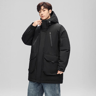 Winter New Men's Down Jacket Trendy Brand Workwear White Duck Down Warm Jacket with Large Pocket Functional Wind Down Jacket for Men