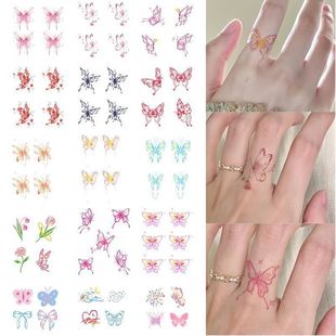 Summer Color Tattoo Waterproof Butterfly Lasting Finger Dopamine Ins Fresh Cute Cartoon Pattern Sweet Cool Sticker