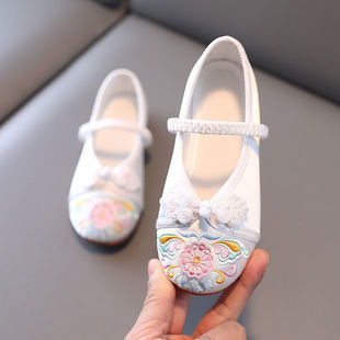 Girls' Ancient Dress Princess Embroidered Shoes Baby Chinese Style Children's Shoes Old Beijing Children's Cloth Shoes Hanfu Shoes Dance Shoes