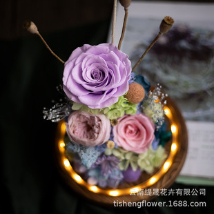 Eternal Flower Finished Products Wholesale Rose Glass Cover Advanced Sense Ornaments Valentine's Day Gift Girlfriend Birthday Gift