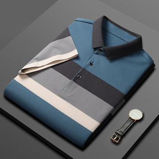 Pure Cotton Summer POLO Shirt Men's Trendy Youth High-end Lapel Ice Silk Thin Short-sleeved T-shirt Dad Top