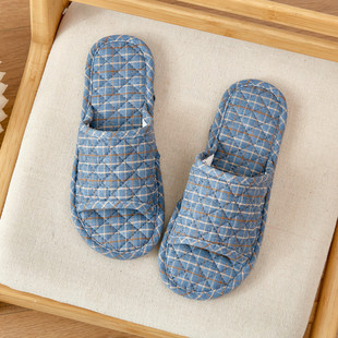 Wholesale machine washable home cotton fabric slippers for men and women couples home wooden floor silent soft cloth bottom slippers