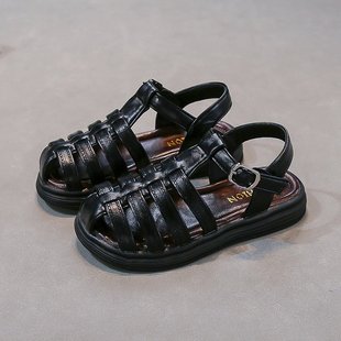 Girls Sandals Baotou Roman Sandals 2025 New Summer Children Soft Sole Beach Shoes Girls Fashion Princess Shoes