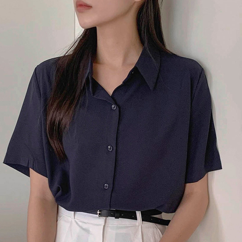 여성용 쉬폰 셔츠 2026 여름 신상 하라주쿠 스타일 루즈핏 다용도 반팔 셔츠 여성용 쉬폰 셔츠 해외배송