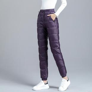 Free Shipping down Cotton Trousers for Women's Outer Wear, Fashionable and Casual, Thickeneded, High Waist, Slimming Look, Winter New Style, Women's Warm